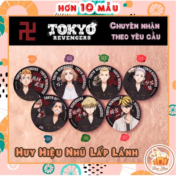 Huy hiệu nhũ lấp lánh Tokyo Revengers -  Kịch Trường Của Takemichi Anime Pin Goods