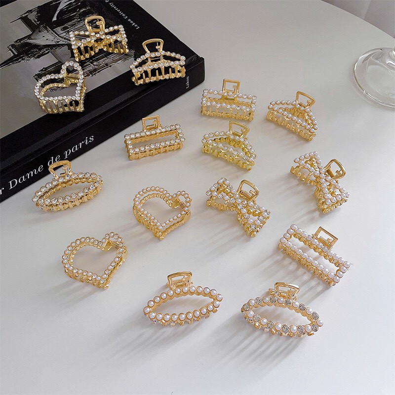 Kẹp Tóc Càng Cua Kim Cương Ngọc Trai Nhân Tạo Phong Cách Hàn Quốc Hot Trend Dành Cho Nữ