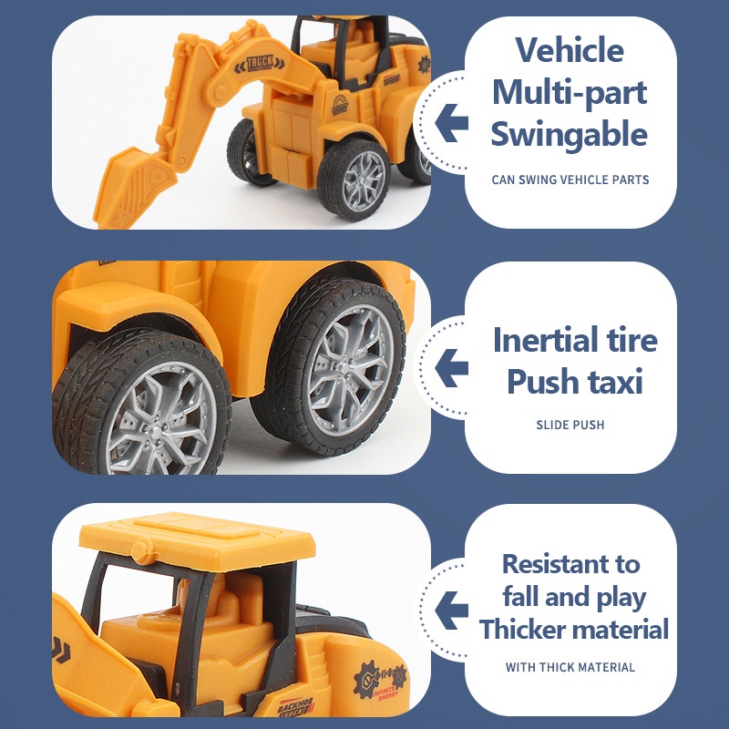 Children Engineering Vehicle Dumper Mixer Excavator Dumper Mixer Bulldozing Digging