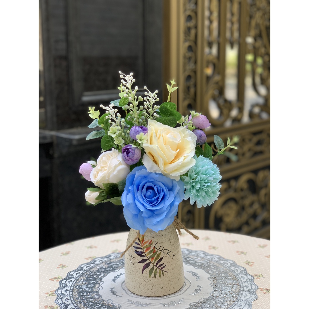 [Mã BMBAU50 giảm 7% đơn 99K] Bình hoa giả trang trí phòng khách đẹp PKND FLOWERS &amp; DECOR