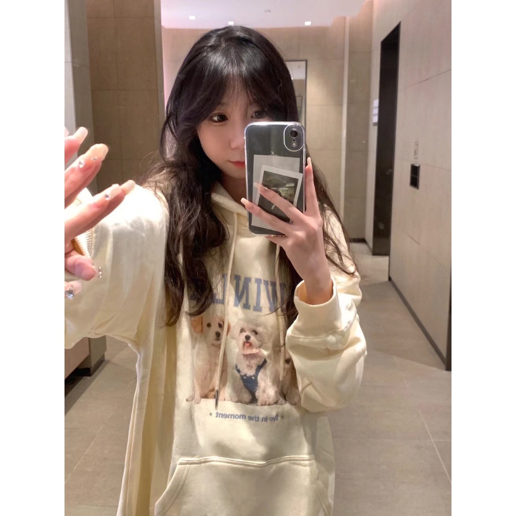 NRVP Áo Hoodie Tay Dài Oversize In Họa Tiết Phong Cách Hàn Quốc Kiểu Mới Cho Nam / Nữ