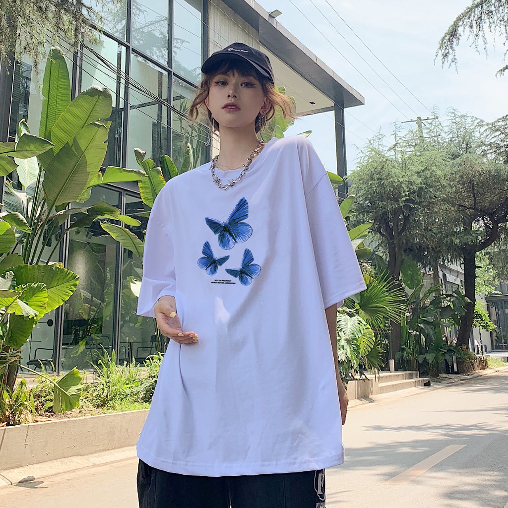Áo thun tay lỡ 🦋 3 CON BƯỚM 🦋 phông Unisex nam nữ tee oversize form rộng pull Ulzzang Streetwear Hàn Quốc vải mềm