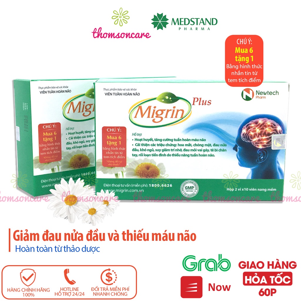 Migrin - Mua 6h tặng 1h bằng tem tích điểm - hết đau nửa đầu, tăng tuần hoàn máu não, hoạt huyết