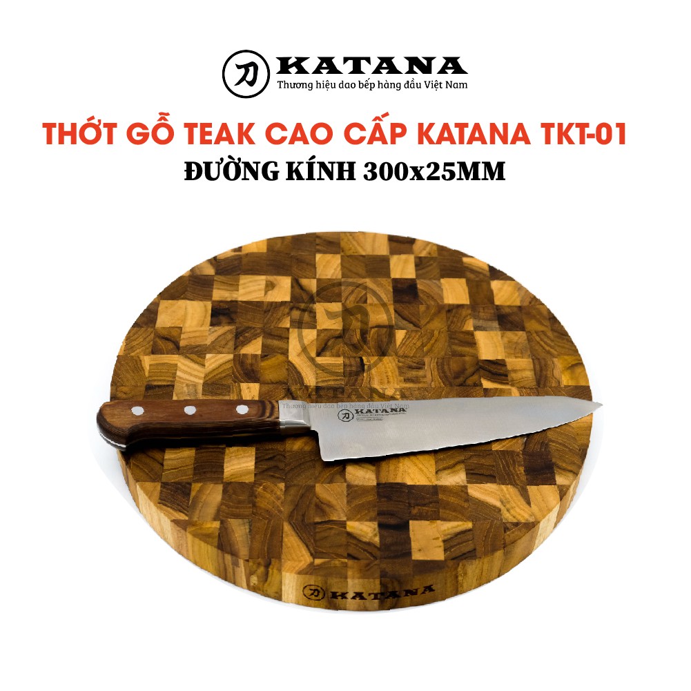 Thớt tròn KATANA gỗ Teak đầu cây cao cấp cỡ nhỏ - TKT01