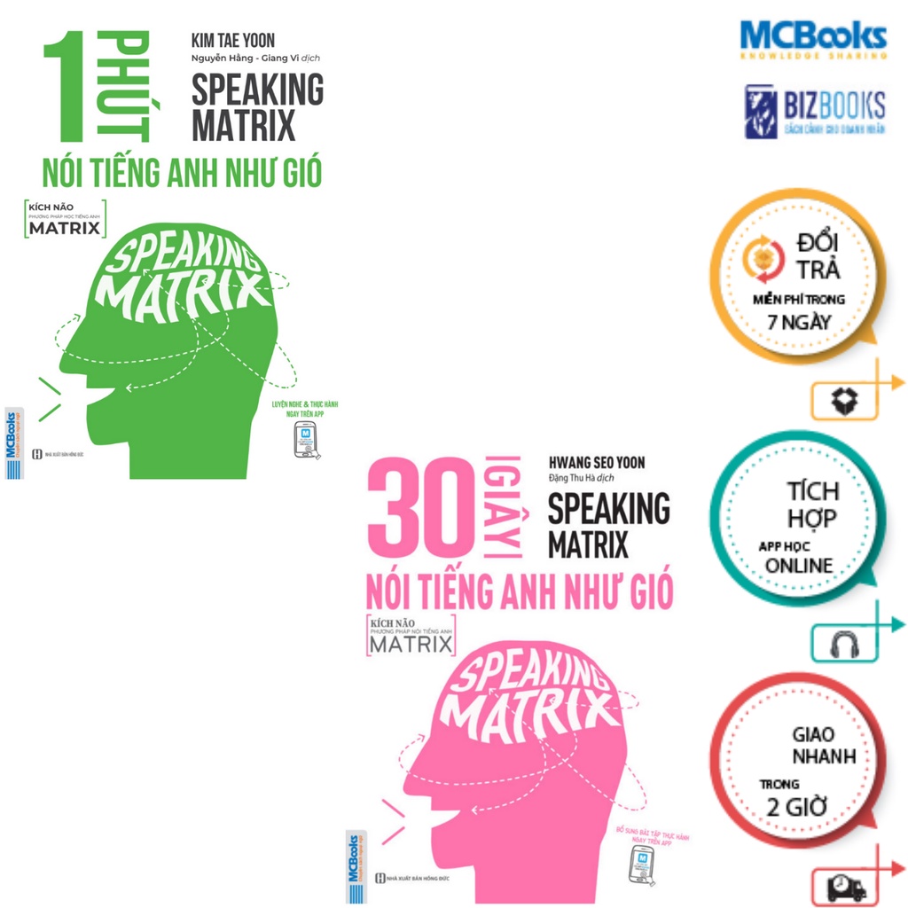 Sách-Speaking Matrix: 1 Phút nói tiếng Anh như gió + 30 giây nói tiếng Anh như gió [TẶNG APP HỌC ONLINE] - Mcbooks