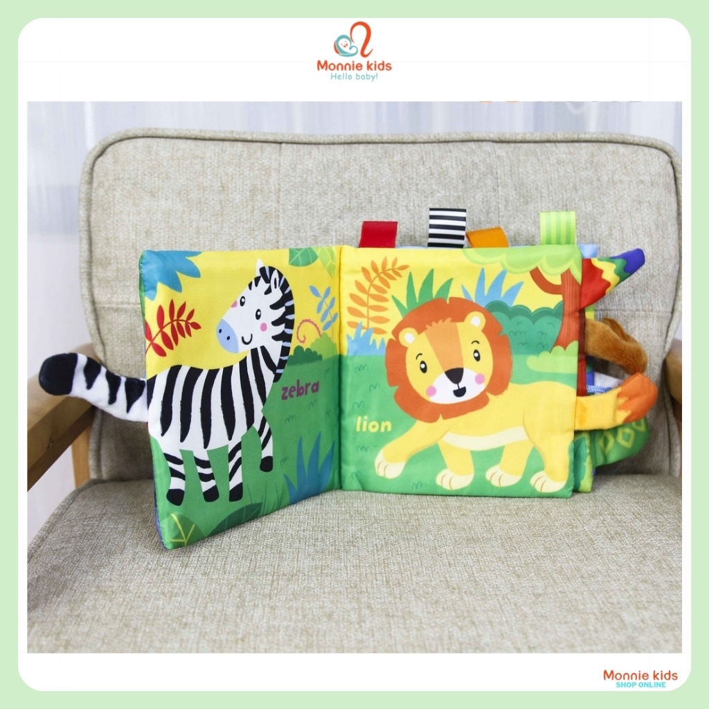 Sách vải 3D Toys House cho bé từ sơ sinh, đồ chơi sách vải kích thích thị giác - Monnie Kids