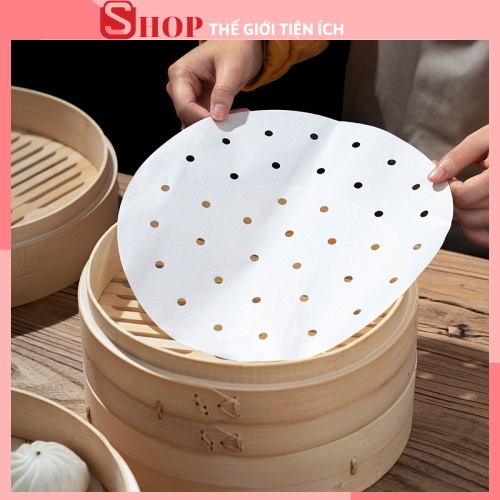 TỆP 100 TỜ GIẤY NẾN ĐỤC LỖ DÙNG CHO NỒI CHIÊN KHÔNG DẦU, Hấp bánh bao 20CM 88288