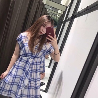 Váy kẻ xanh s :50-55 m:55-60
