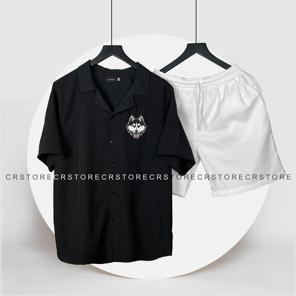 Áo sơ mi tay ngắn Cổ DANTON - VEST sói trắng thêu  . Sơ mi tay lỡ unisex nam nữ trơn vải lụa mềm SMNT621 | BigBuy360 - bigbuy360.vn