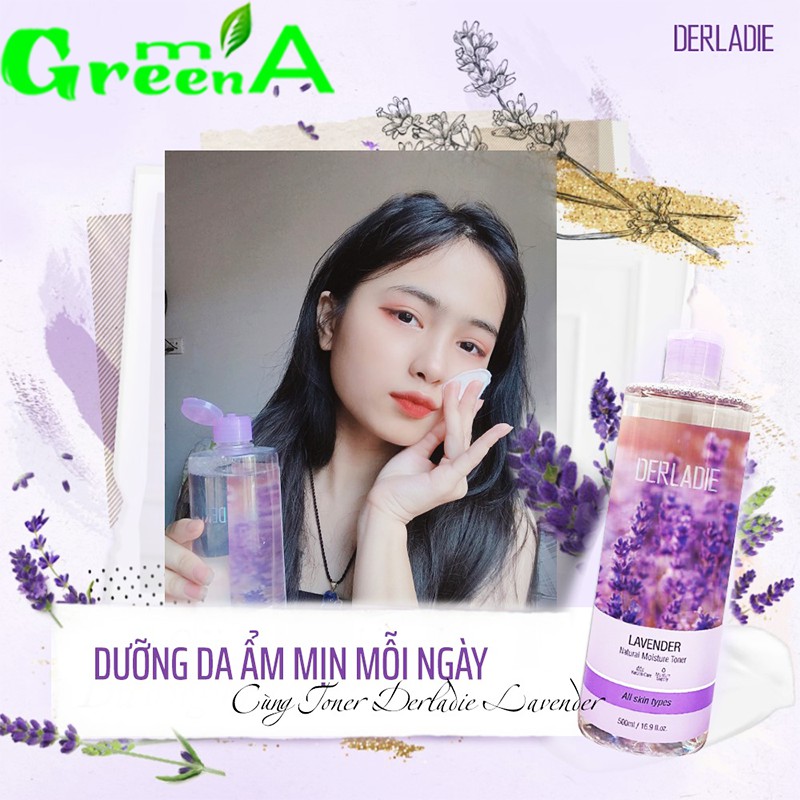 Toner Nước Hoa Hồng Derladie Lavender Oải Hương Kiềm Dầu, Giảm Mụn Chiết Xuất Hoa Lavender 500ml