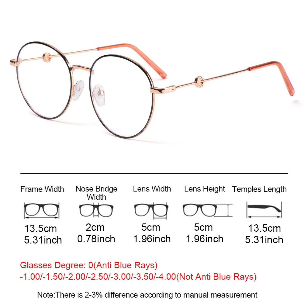 Kính Mắt Gọng Kim Loại Tròn Siêu Nhẹ Chống Tia UV/Chống Tia UV/Chống Tia UV/Nhiều Màu Sắc