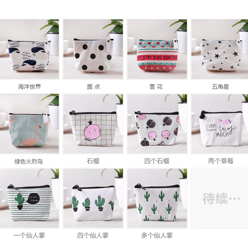 Túi Canvas có khóa kéo họa tiết đáng yêu tiện dụng cho học sinh