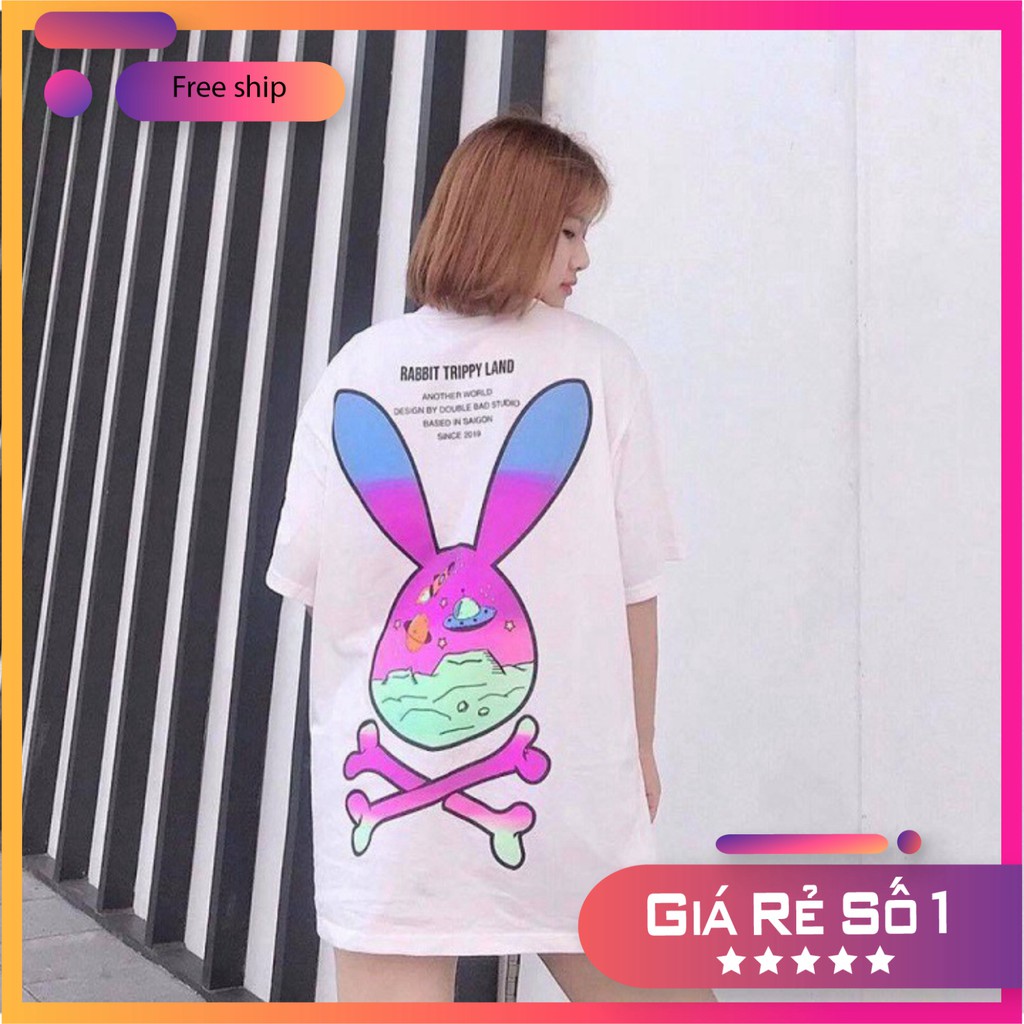 Áo Thun Tay Lỡ Unisex Form Rộng Nam Nữ Bad Habits Rabbit Basic Tee Thun Cotton