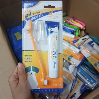 [THANH LÝ NGHỈ BÁN] Bộ kem đánh răng kèm bàn chải cho chó mèo thơm miệng