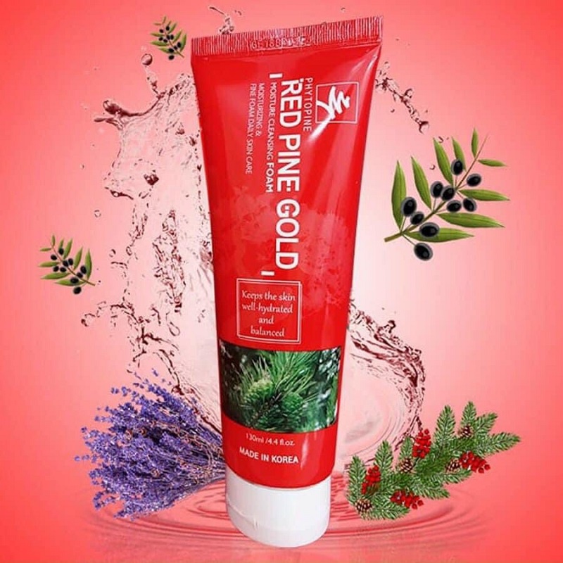 Sữa Rửa Mặt Tinh Dầu Thông Đỏ Red Pine Gold Moisture Cleansing Foam Giữ Ẩm, Sạch Da Hàn Quốc, Tuýp 130ml
