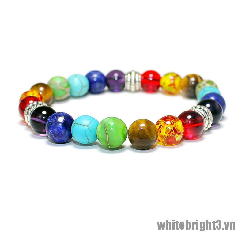 <WHITE> New 7 Chakra Healing Balance Beads Bracelet Natural Stone Bracelet Jewelry Gift