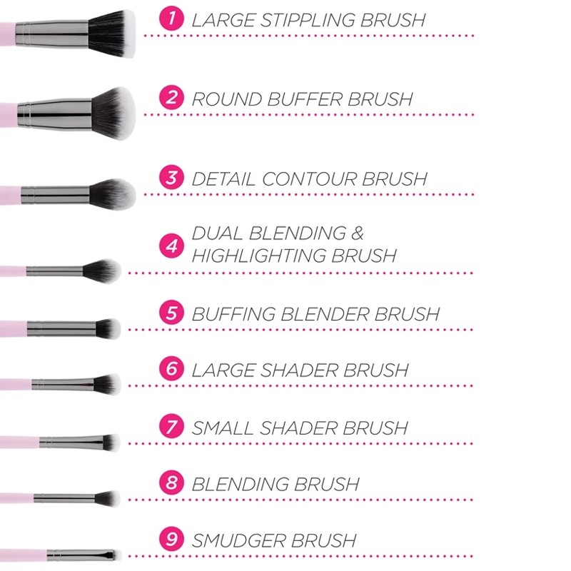 BH Cosmetics Ms Bella 9 Piece Brush Set