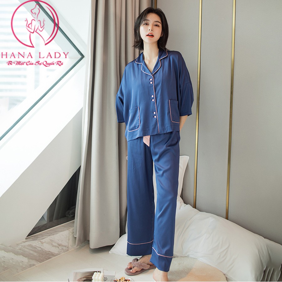 Đồ ngủ, đồ bộ nữ pijama lụa cao cấp cánh dơi trơn sang chảnh PJ470