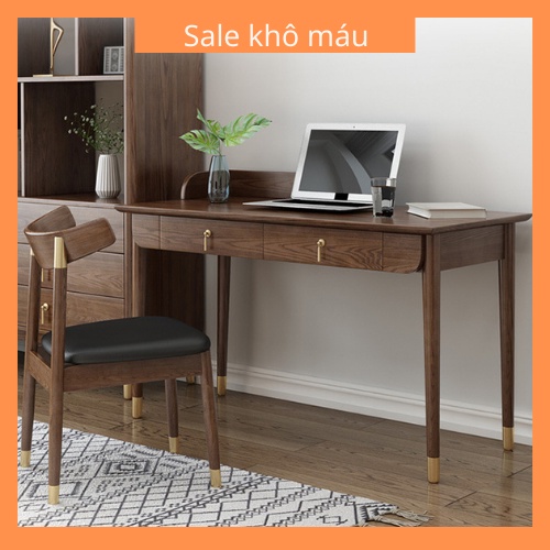 Bàn làm việc 2 ngăn kéo gỗ cao cấp, bàn giám đốc 120x60 cm thoáng đấy đa năng sang trọng