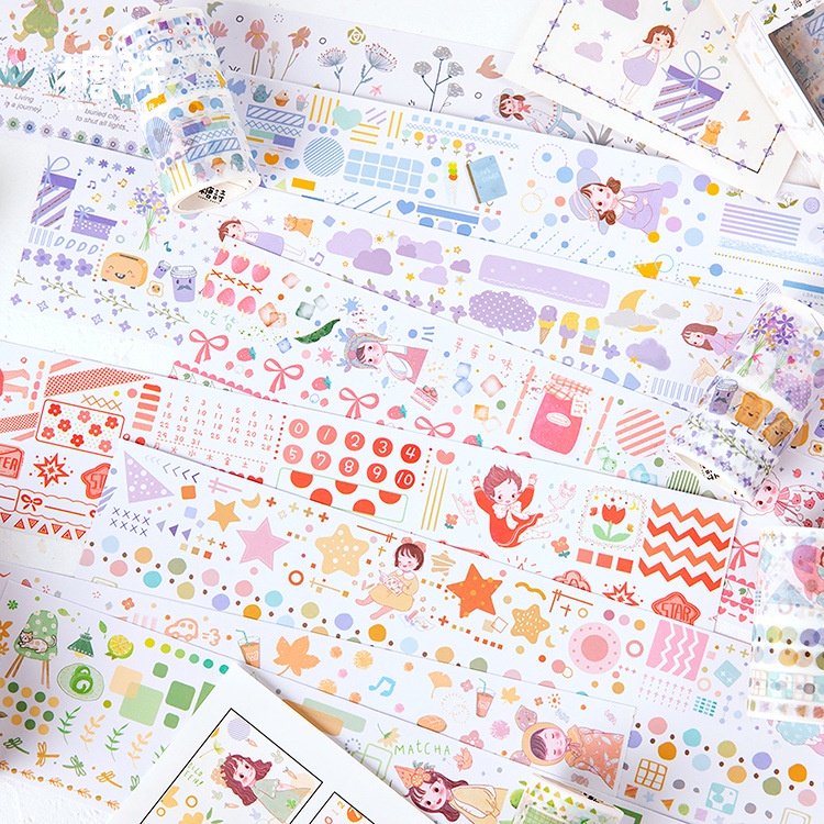 Enjoymore Cuộn Washi Tape 6cm Good Night The Star Sáng Tạo Băng Dán Trang Trí Sổ Bullet Journal Keo Dính