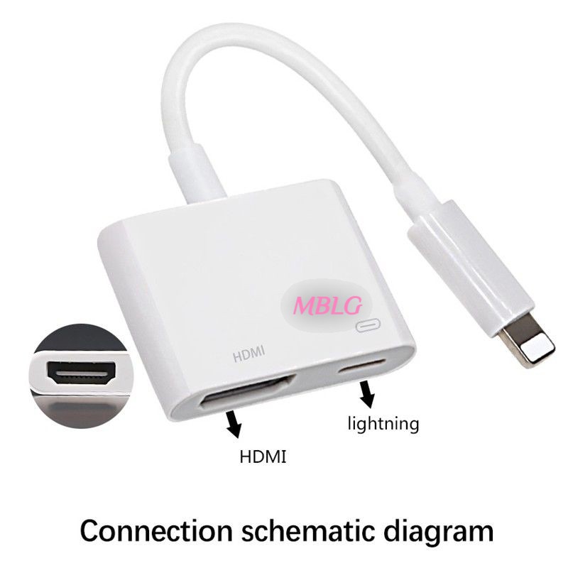 Dụng cụ chuyển đổi Lightning sang HDMI cáp AV TV tương thích với Apple iPhone X 8 7 6 Plus iPad