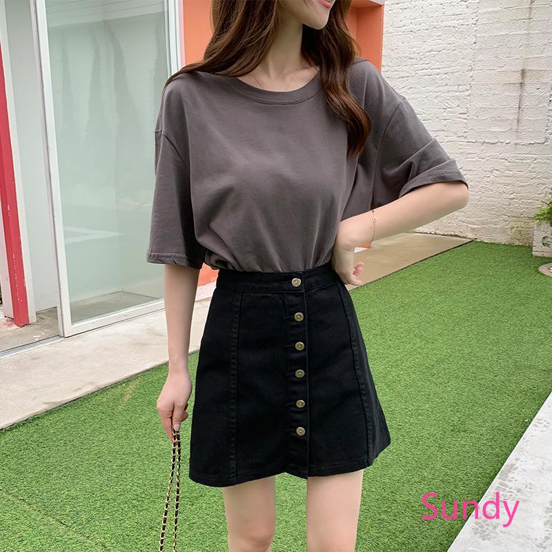 Chân Váy Chữ A Đính Nút Thời Trang Hè Xinh Xắn Cho Nữ