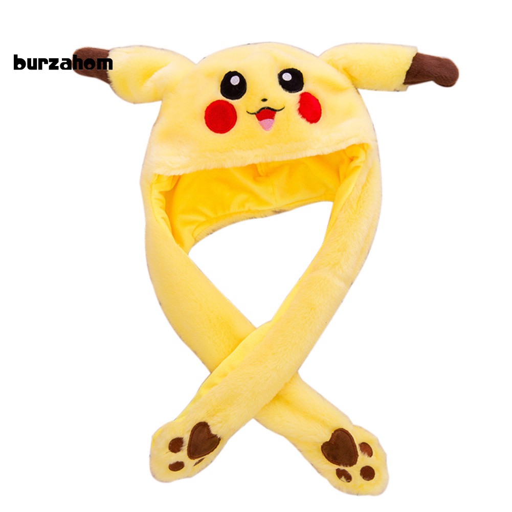 Mũ nhồi bông hình Pikachu có thể di chuyển tai lên xuống độc đáo thú vị 60cm