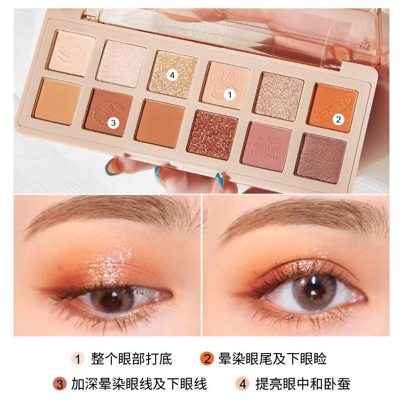 [Hàng mới về] Bảng phấn mắt Kiss Beauty chất lì lấp lánh tông đất chuyên dụng cho trang điểm