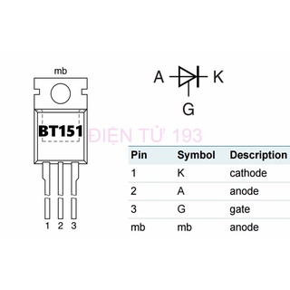 Bt151 scr thyristor hàng mới 100%