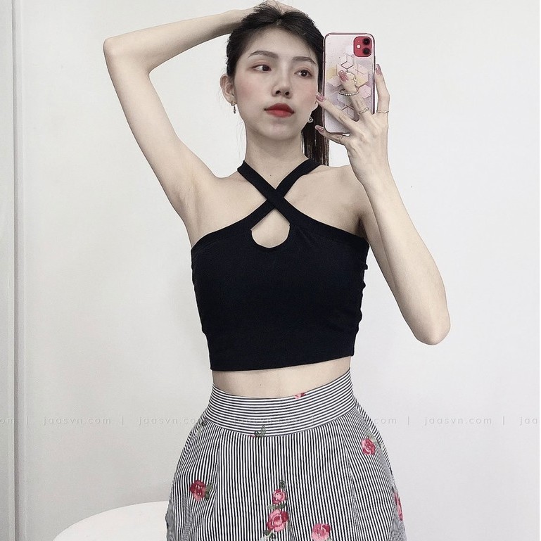 Áo croptop hai dây chéo ngực chất thun co giãn