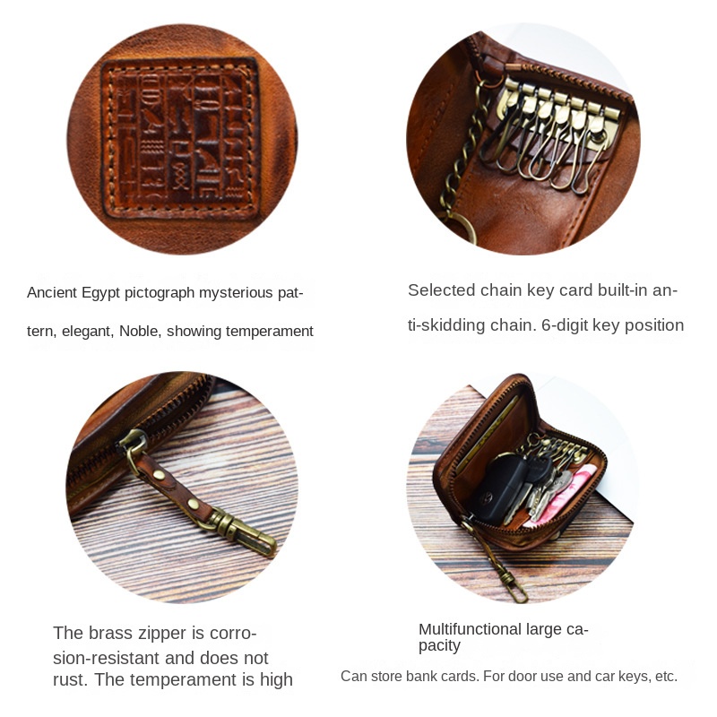 Hộp Đựng Chìa Khóa Xe Hơi Bằng Da Bò Phong Cách Retro Nhật Bản Đa Năng Tiện Dụng