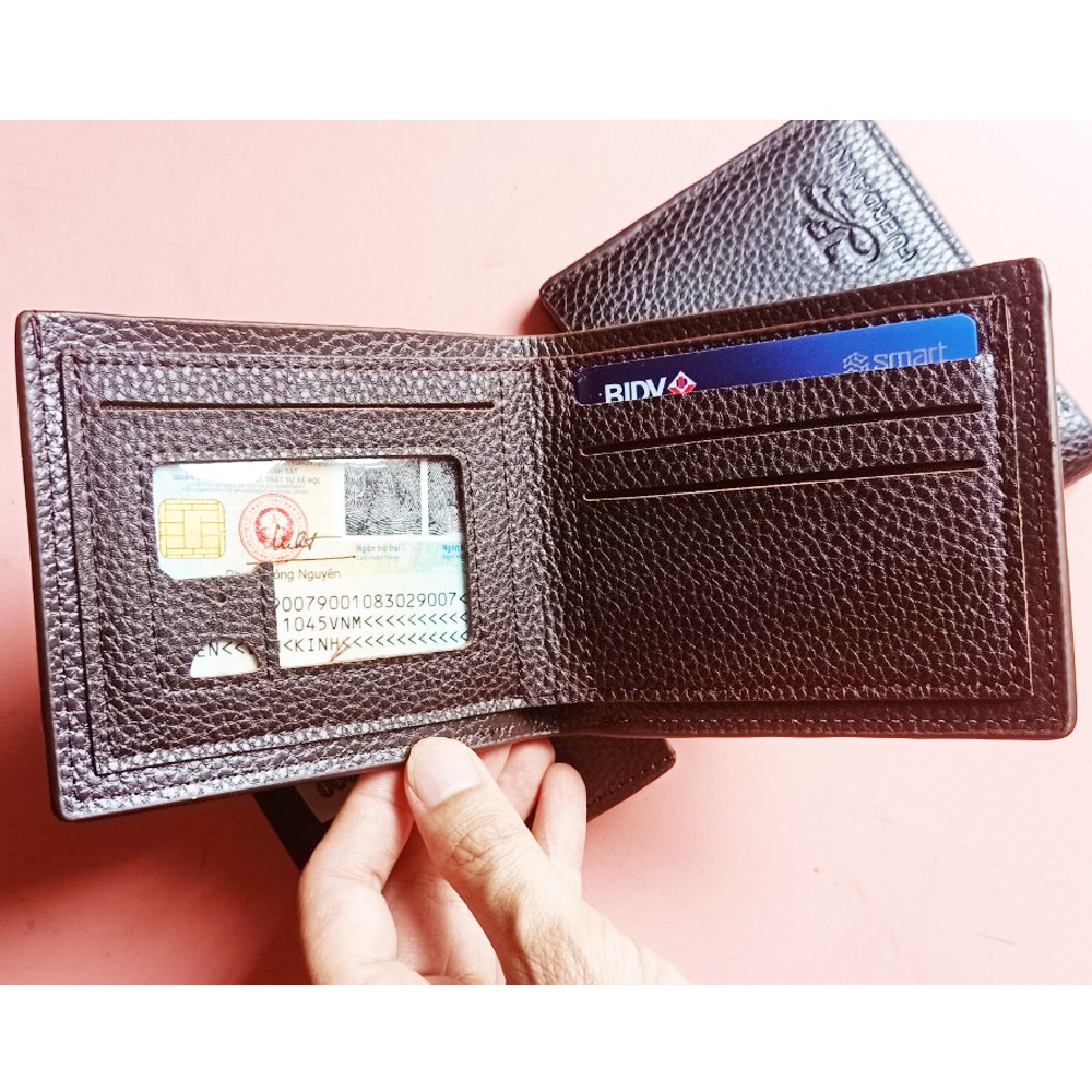 Ví nam chất đẹp gập đôi hai mầu nâu và đen phong cách sang trọng thương hiệu đẳng cấp