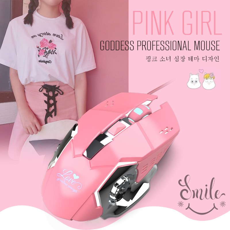 Chuột LED 3200 DPI Gaming Mouse X500 Pink