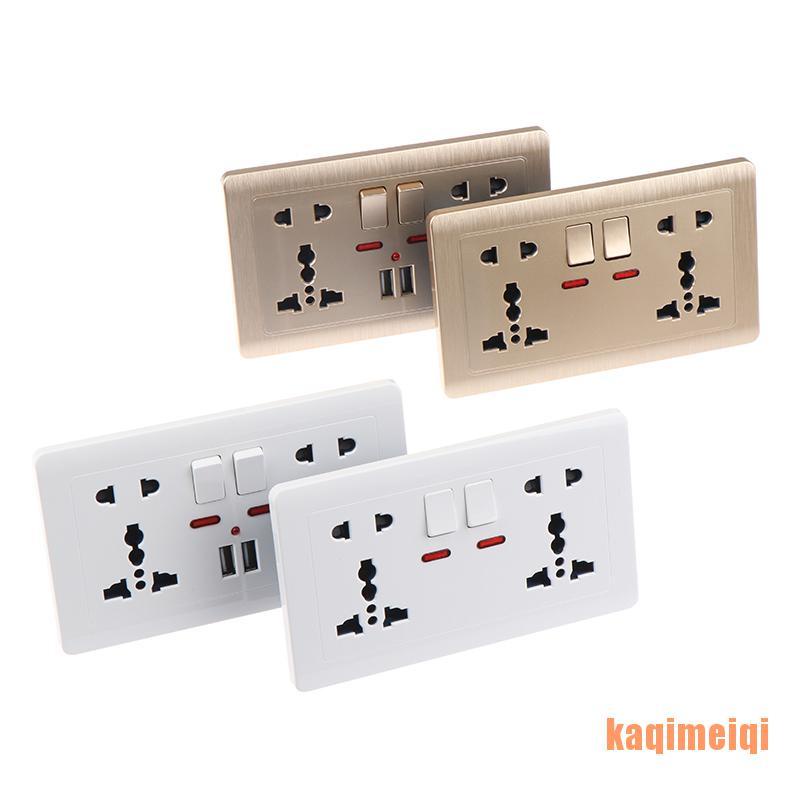 Ổ Cắm Điện Gắn Tường 5 Lỗ 2.1a Hai Cổng Usb Tiện Dụng