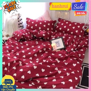 [Bộ ga gối hcm]Bộ ga gối 3 món, gồm 1 ga 2 vỏ gối nằm,vải cotton poly,mẫu tim đỏ