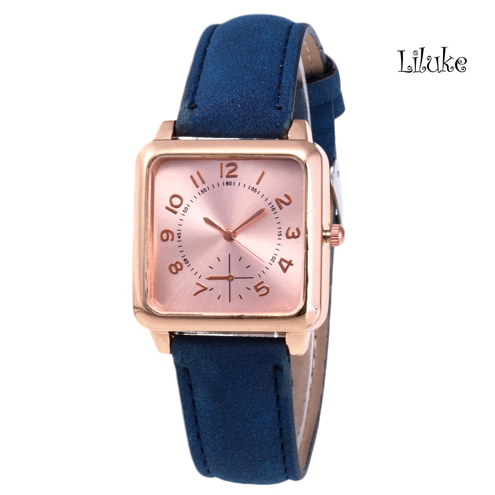 Đồng Hồ Đeo Tay Mặt Vuông Dây Giả Da Thời Trang Cho Nữ