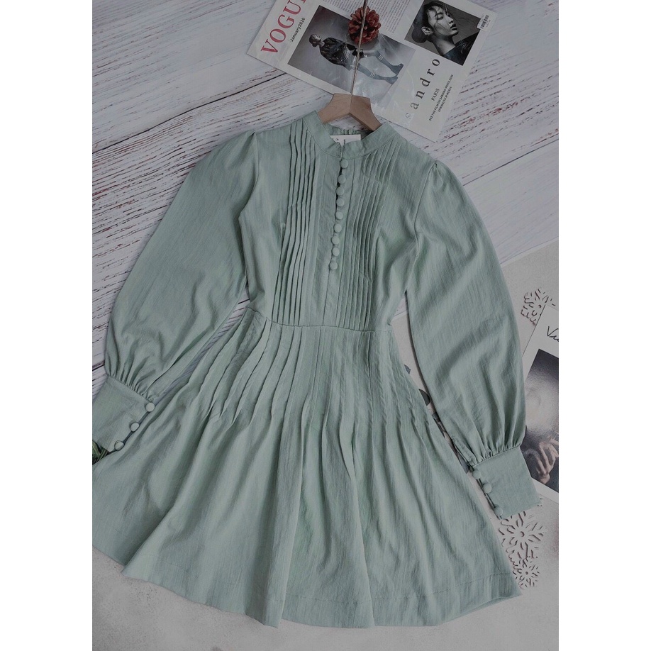 Đầm trắng babydoll nút xếp ly tay dài Lin Dress | BigBuy360 - bigbuy360.vn