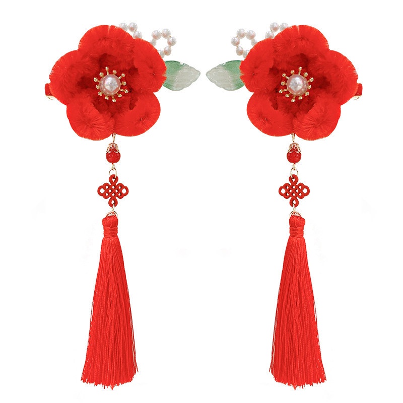 Kẹp tóc nơ đỏ cho trẻ em mới sinh