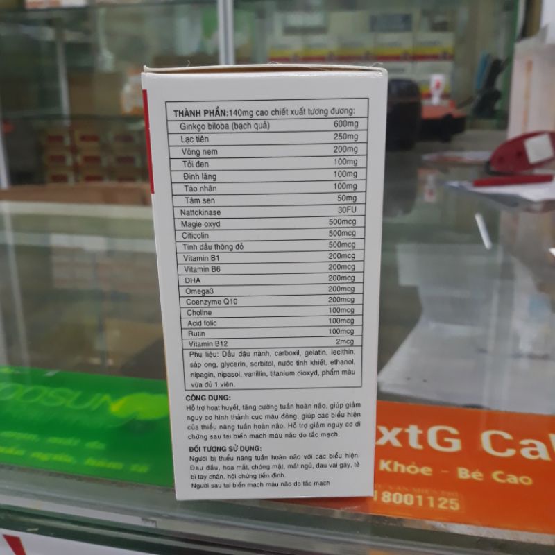 Ginko Biloba 600mg  Viên Uống Bổ Não Hộp 100 viên