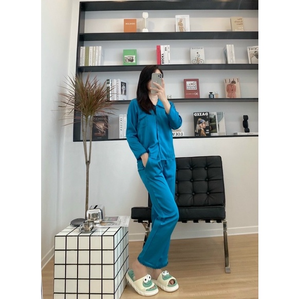 Bộ Pijama Chất Lụa Latin Trơn Viền Ren Mặc Nhà Cao Cấp