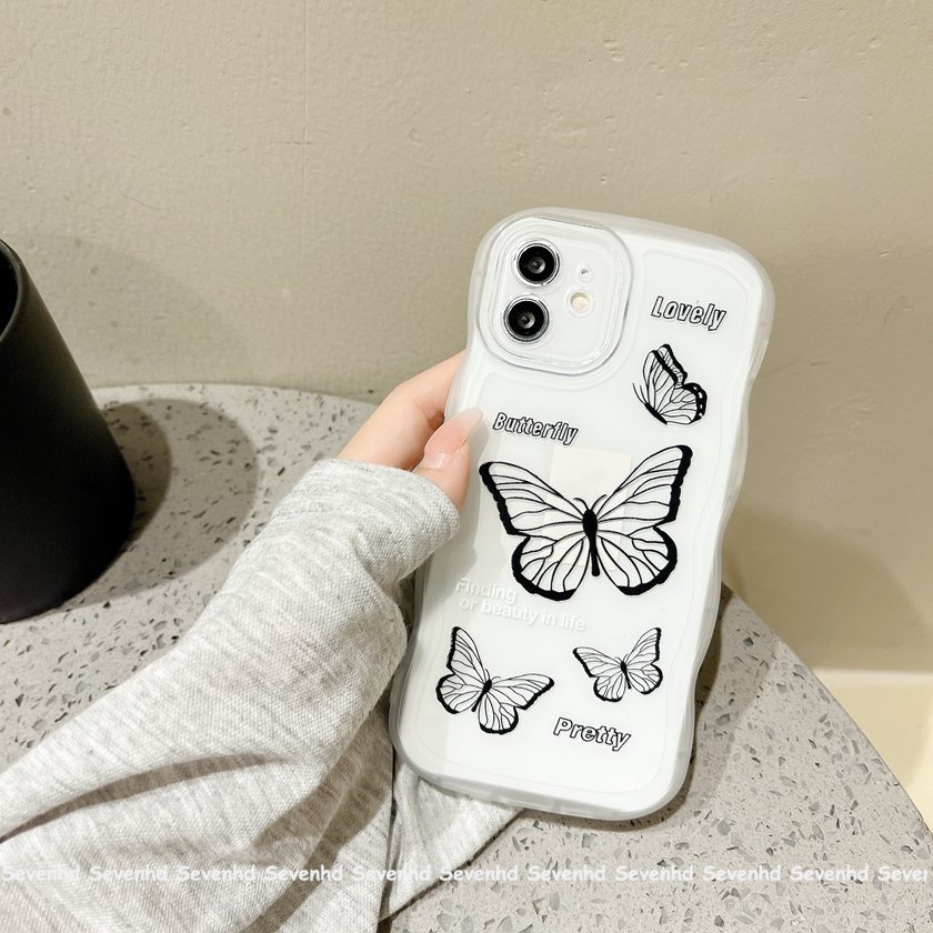 Ốp Điện Thoại Mềm Họa Tiết Bướm Hoạt Hình Cho iPhone 14 13 12 11 Pro Max X XR Xs Max 8 7 6 6s Plus SE 2020
