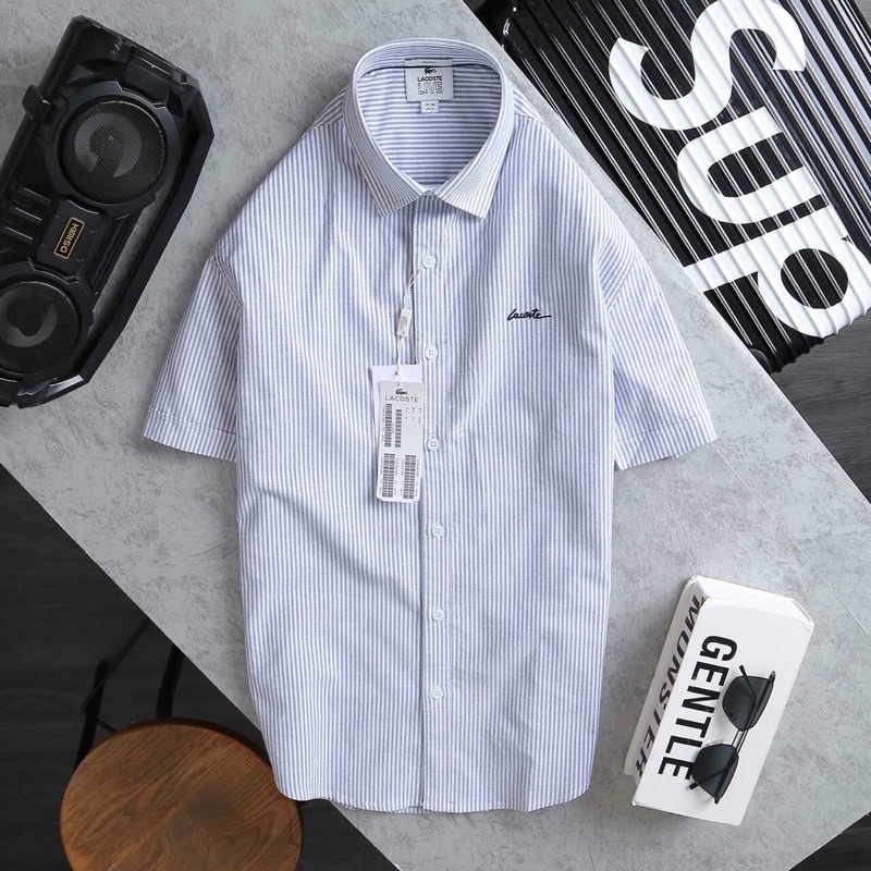 ÁO SƠ MI TAY NGẮN THÊU CHỮ LACOSTE