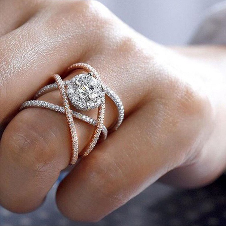 Nhẫn Đeo Tay Kim Loại Đính Đá Thời Trang Cho Nữ