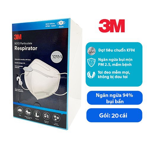 Khẩu Trang 3M 9013 đạt chuẩn KF94, Ngăn ngừa bụi mịn PM2.5 Trắng - Đen