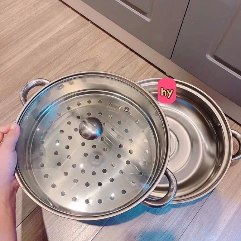 Nồi hấp inox 2 tầng size 28cm loại dày đẹp