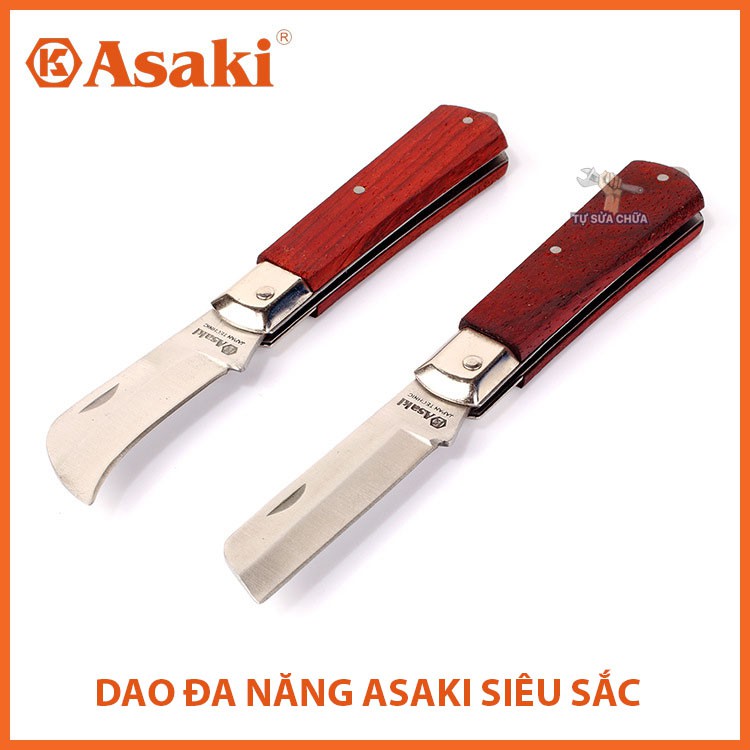 Dao tuốt dây điện, dao chiết cành lưỡi cong, lưỡi thẳng 5&quot; đa năng chính hãng Asaki AK-8600, AK-8601