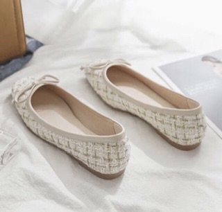 Giày búp bê vải dạ thắt nơ siêu xinh