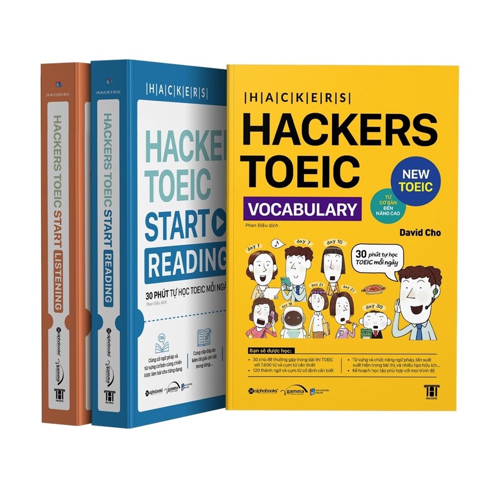 Sách &gt; Combo Hackers TOEIC : VOCABULARY + READING + LISTENING - Phương Pháp Ôn Luyện Toeic Hiệu Qủa Chỉ 30 Phút Mỗi Ngày
