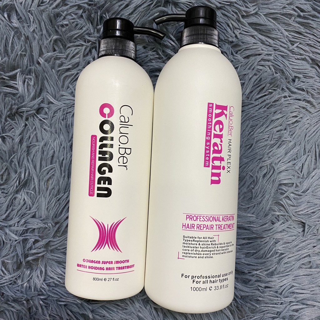 Combo phục hồi tóc nát keratin và collagen Caluo.ber Acai Beauty 1000ml