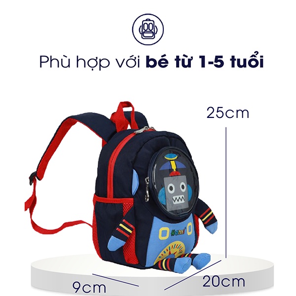 Balo mẫu giáo Hami 209 xanh, balo đi học cho bé trai từ 1 tuổi đến 5 tuổi, chống thấm nước, siêu nhẹ, bảo hành miễn phí